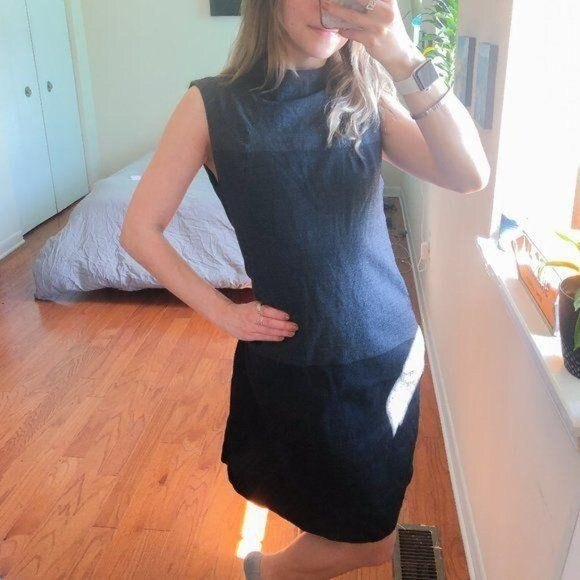 Zara High Neck Color block Sleeveless Shift Dress - Picture 1 of 10